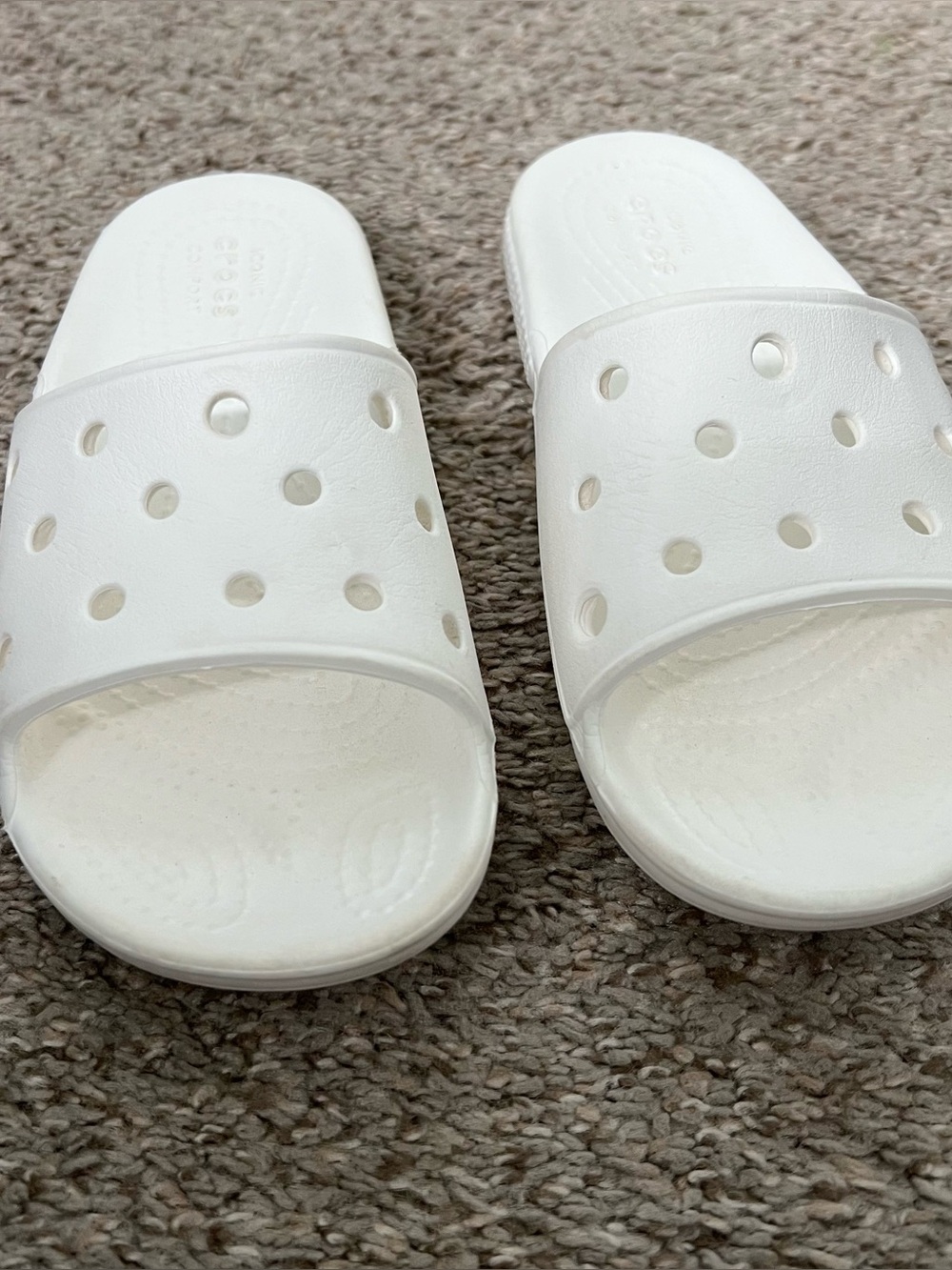 CROCS Kids White Slide Sandals with Vent Holes Size 1